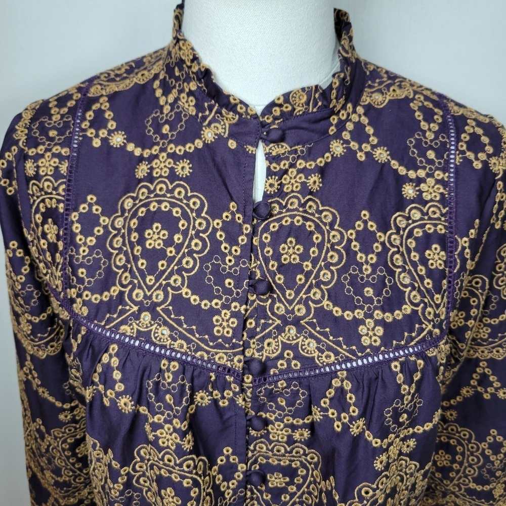 Johnny Was Elora Eyelet Blouse 100% Cotton Size Small - Picture 4 of 15